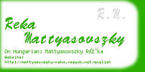 reka mattyasovszky business card